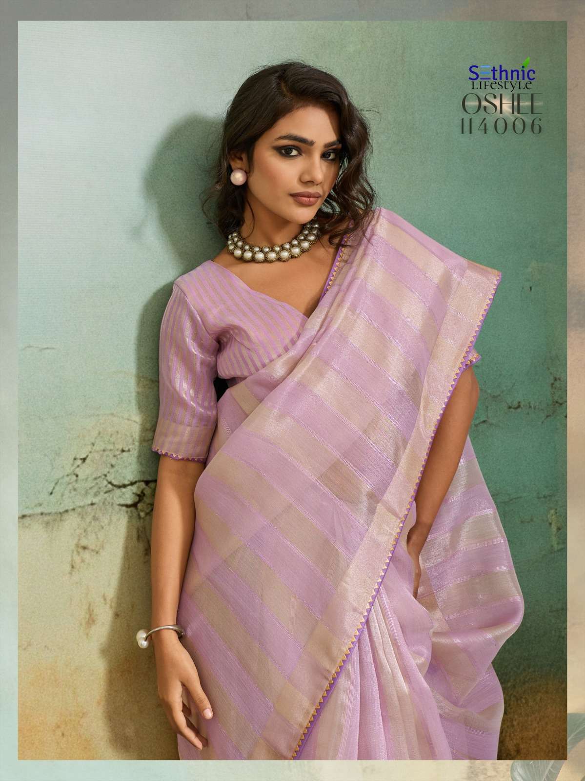 SETHNIC LIFESTYLES LAUNCHING COTTON SILK BLEND BROAD STRIPES PATTERN AND ZARI PATTA SAREE  OSHEE CATALOG