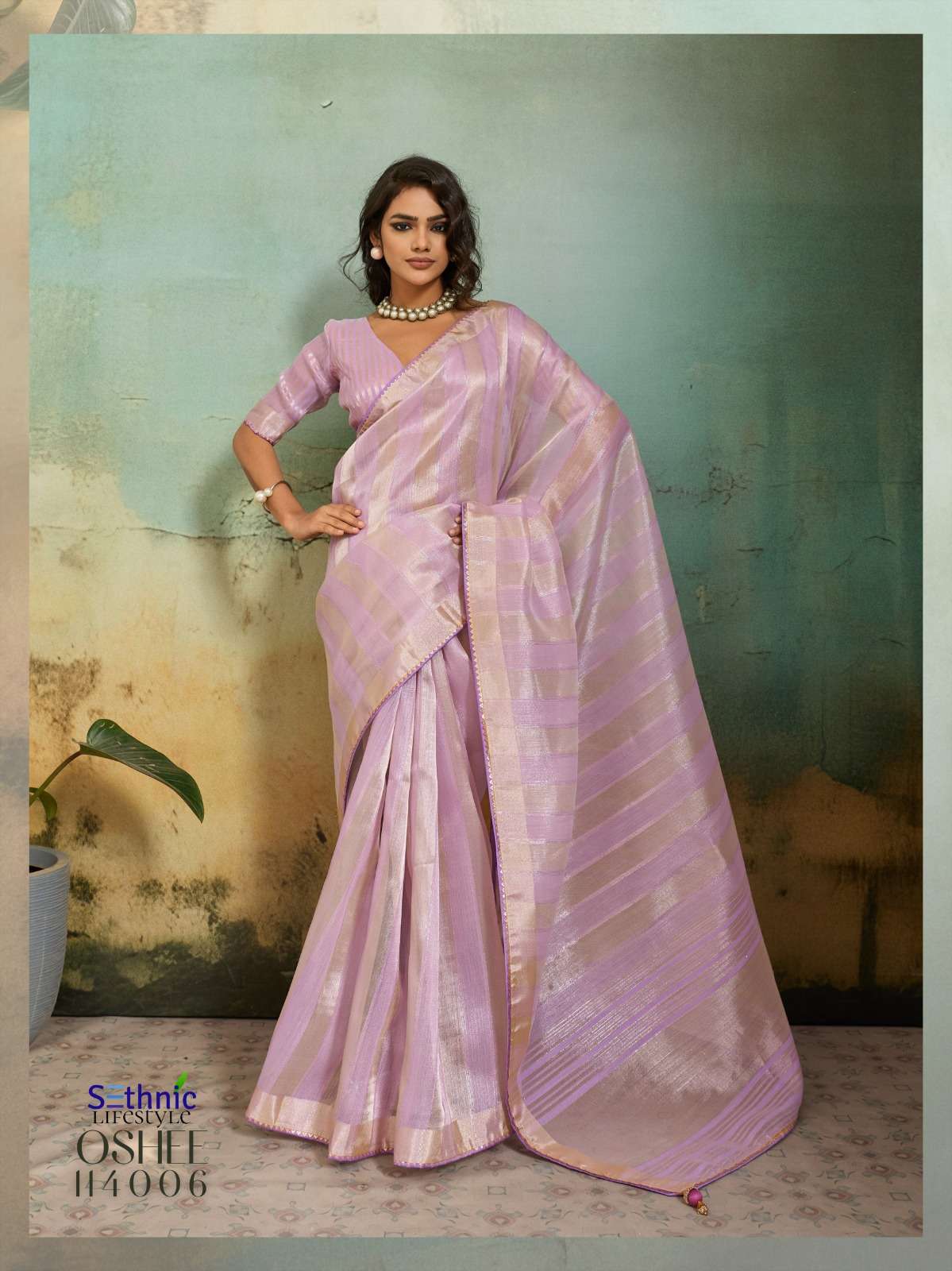 SETHNIC LIFESTYLES LAUNCHING COTTON SILK BLEND BROAD STRIPES PATTERN AND ZARI PATTA SAREE  OSHEE CATALOG