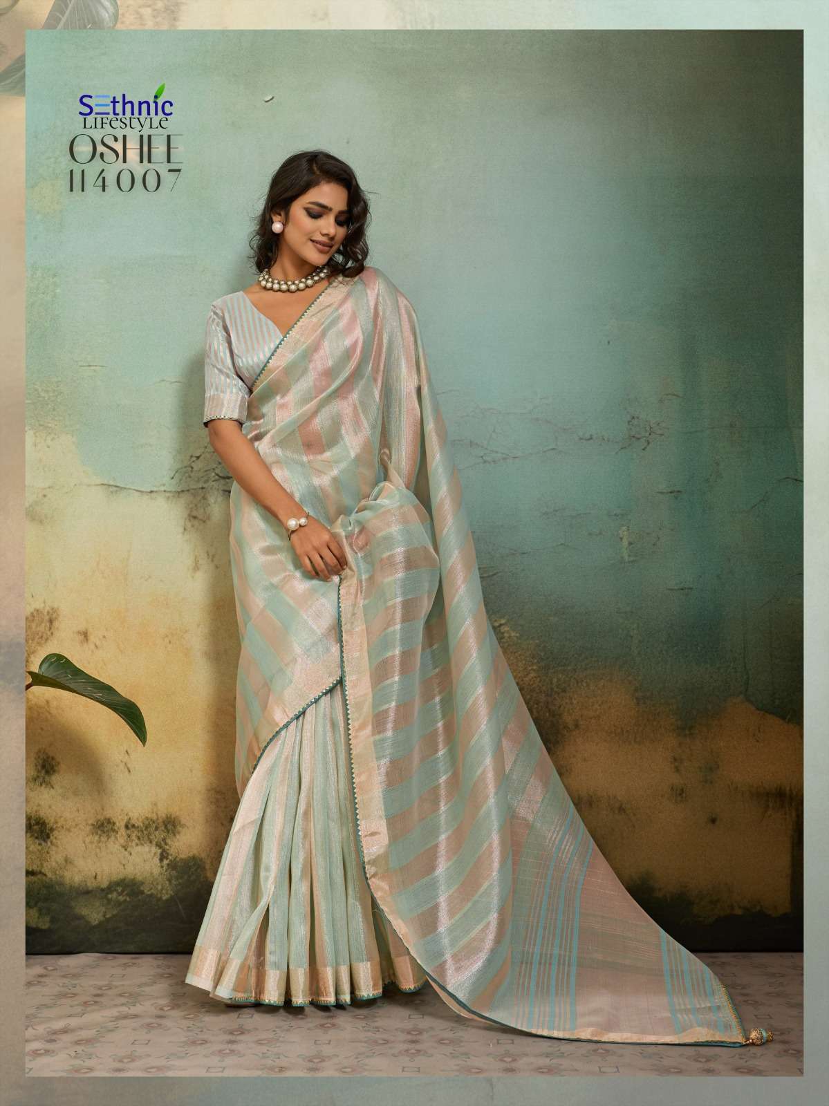 SETHNIC LIFESTYLES LAUNCHING COTTON SILK BLEND BROAD STRIPES PATTERN AND ZARI PATTA SAREE  OSHEE CATALOG