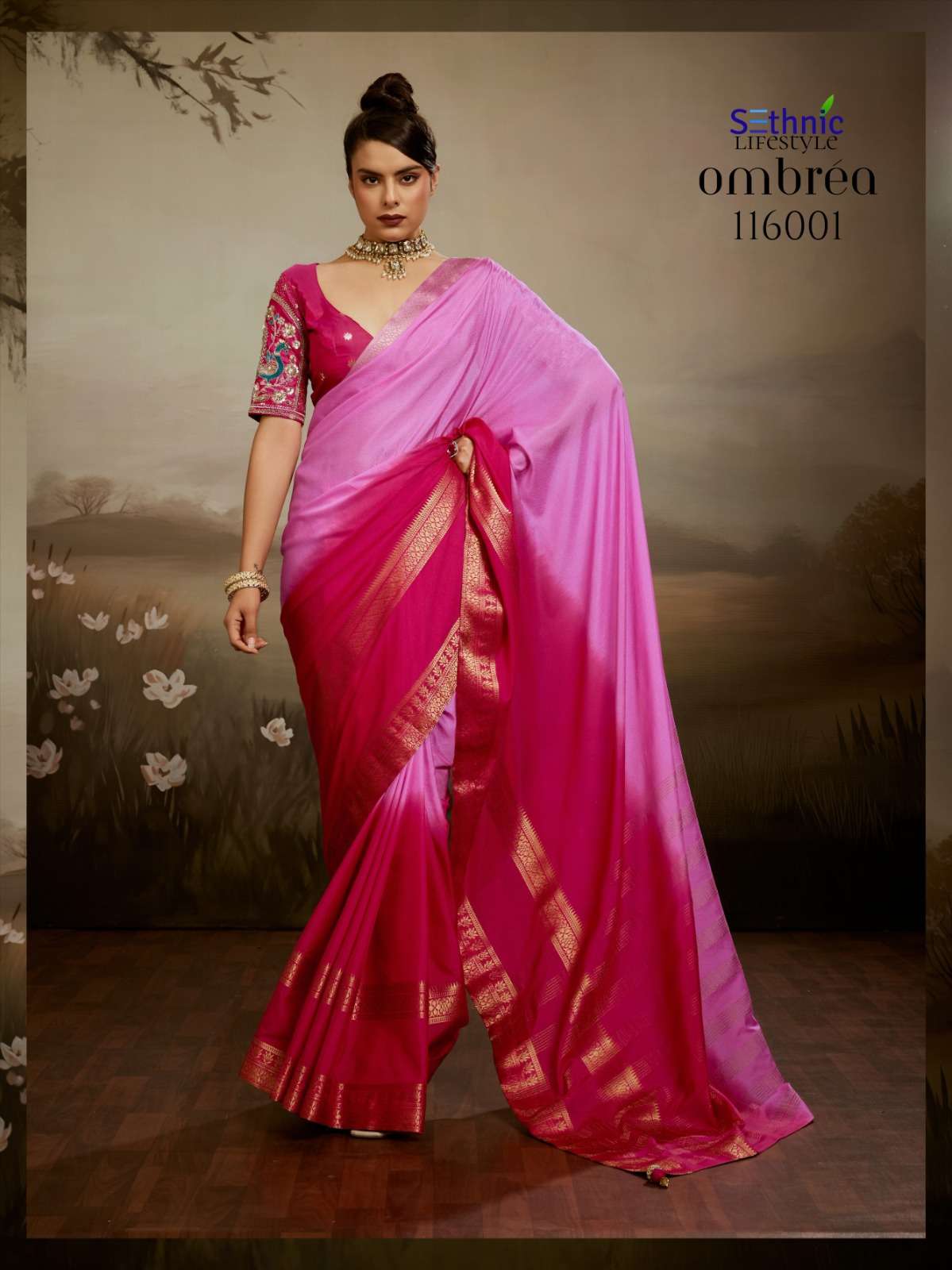 SETHNIC LIFESTYLES LAUNCHING SOFT CHIFFON SAREE COLLECTION OMBREA CATALOG