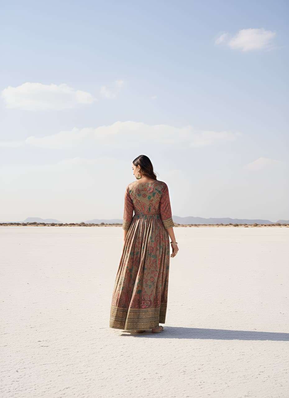 SILK BLEND FEBRIC PRINTED GOWN COLLECTION