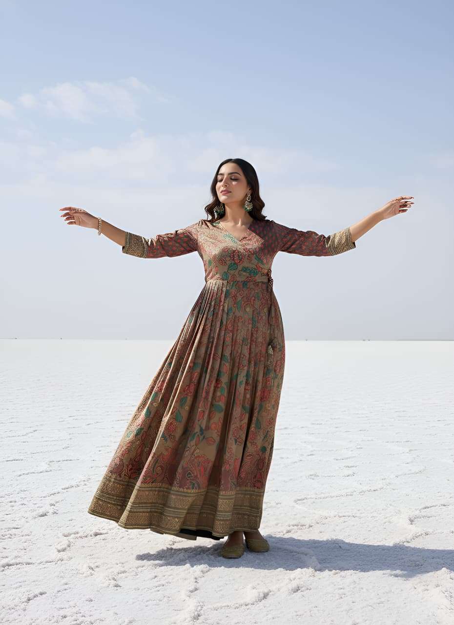 SILK BLEND FEBRIC PRINTED GOWN COLLECTION
