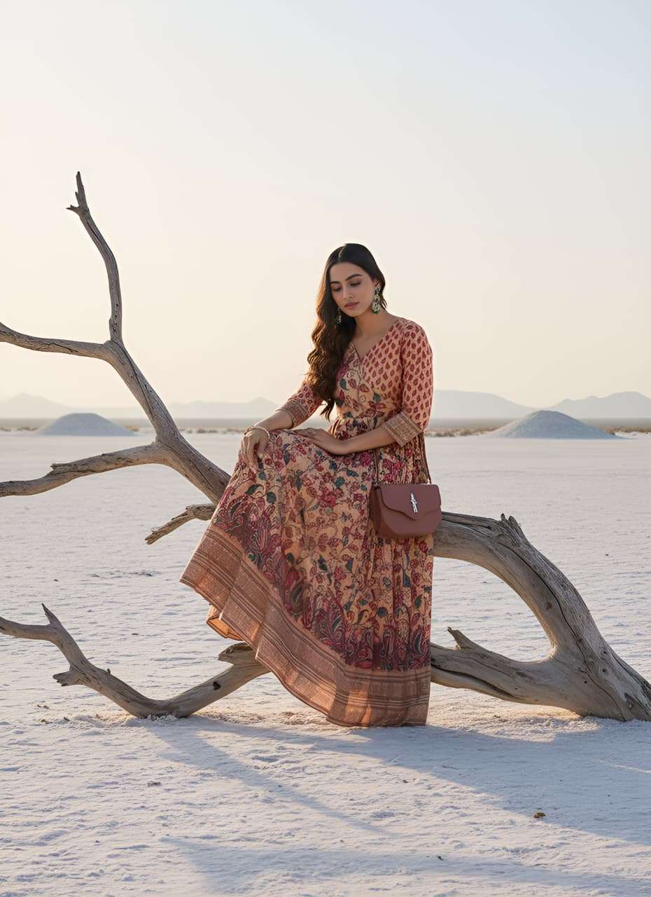 SILK BLEND FEBRIC PRINTED GOWN COLLECTION