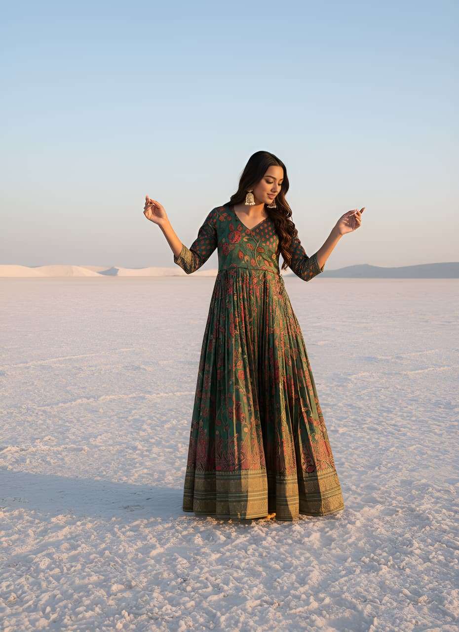 SILK BLEND FEBRIC PRINTED GOWN COLLECTION