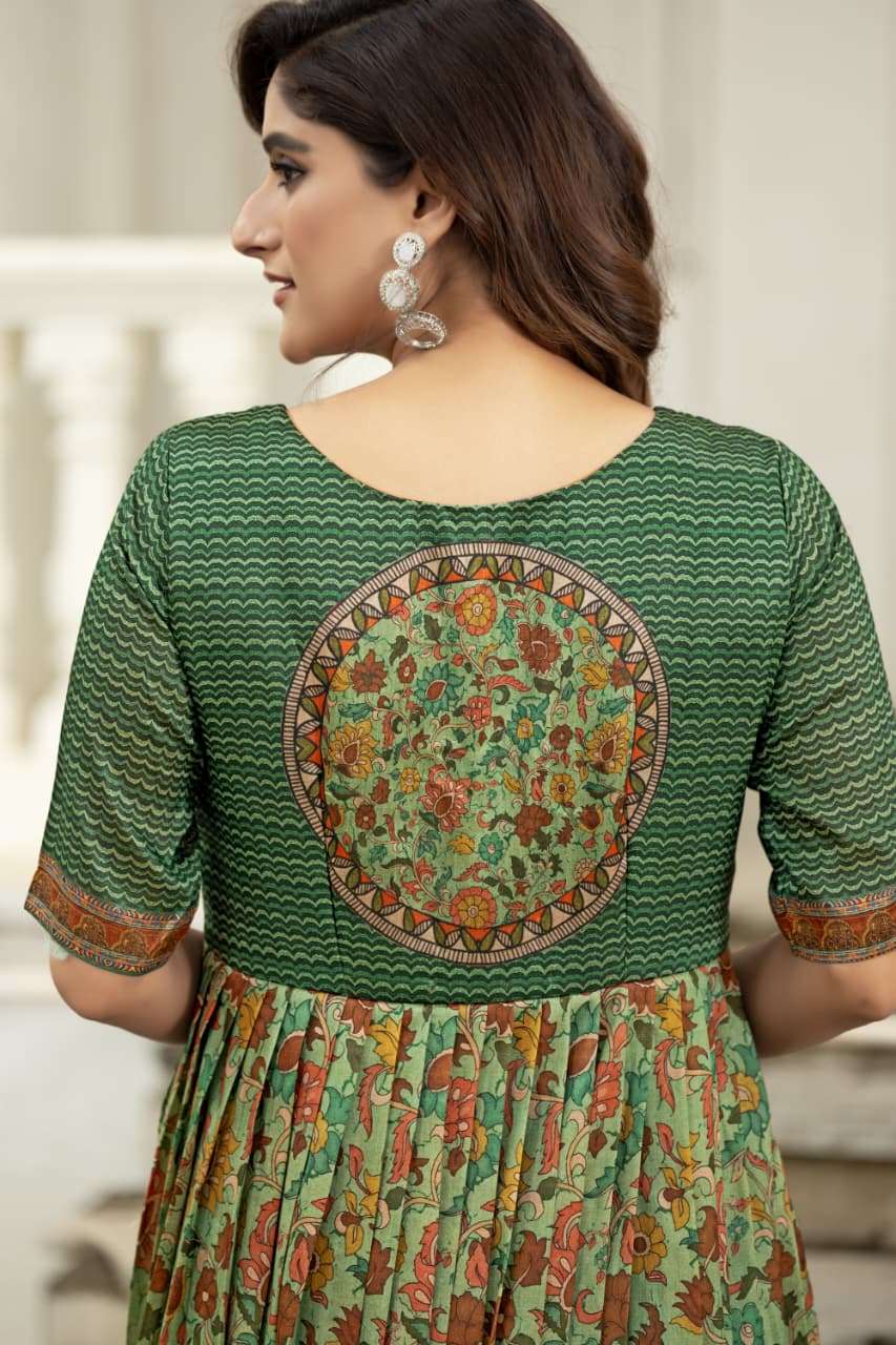 SILK BLEND FEBRIC PRINTED GOWN WITH AN ATTACHED JACKET 