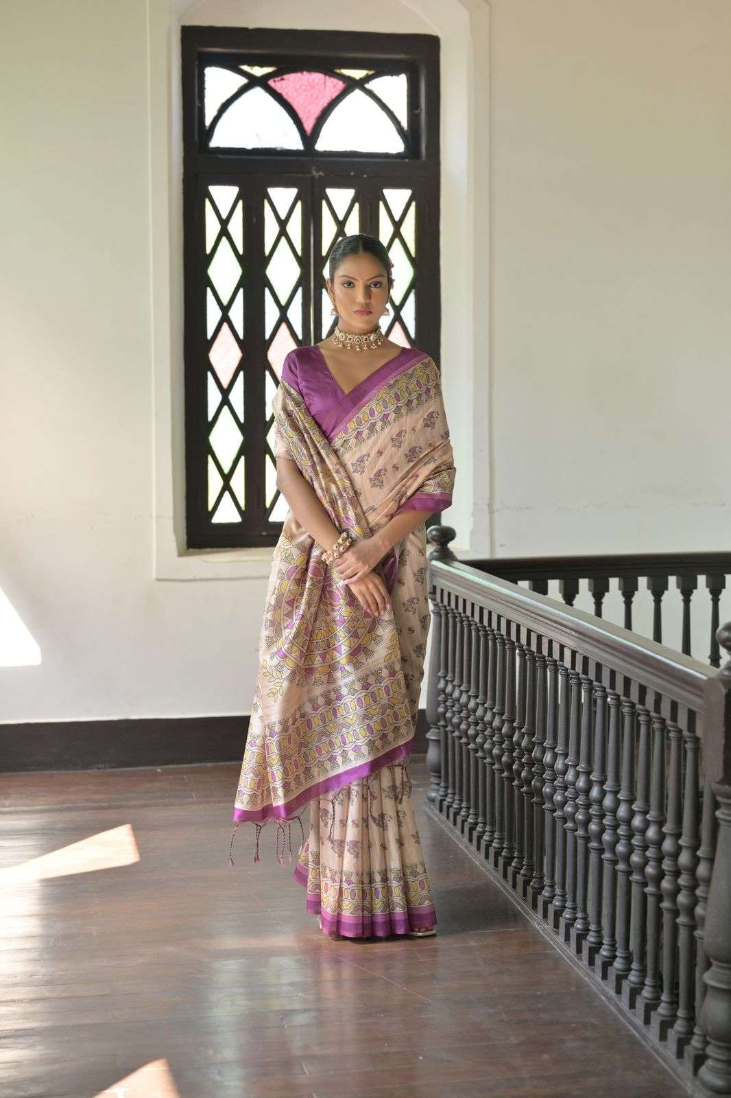 SOFT TASAR SILK SAREE WITH BEAUTIFUL MADHUBANI PRINTED PALLU AARUSHI MADHUBANI 2 CATALOG
