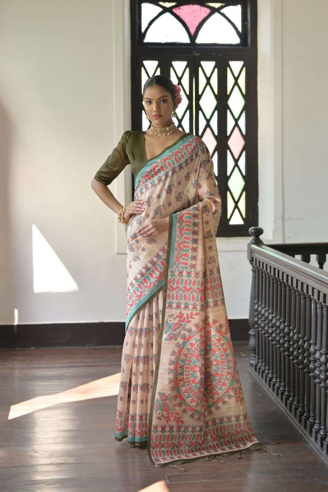 SOFT TASAR SILK SAREE WITH BEAUTIFUL MADHUBANI PRINTED PALLU AARUSHI MADHUBANI 2 CATALOG