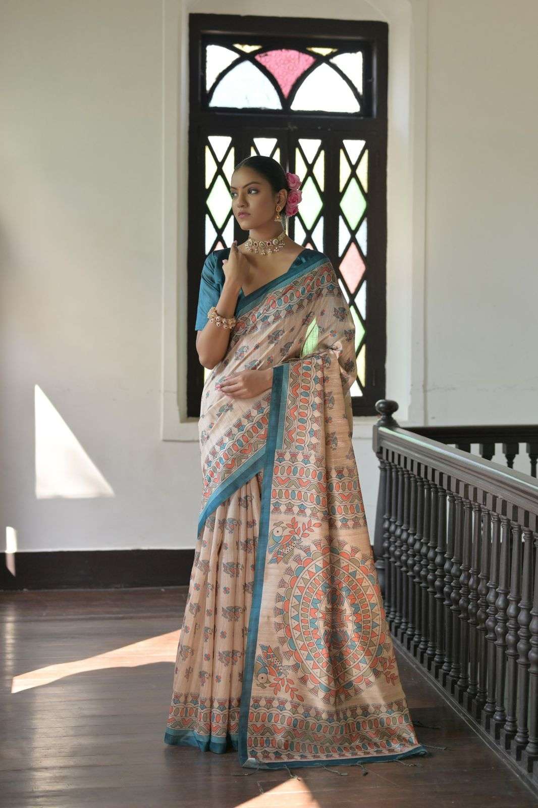 SOFT TASAR SILK SAREE WITH BEAUTIFUL MADHUBANI PRINTED PALLU AARUSHI MADHUBANI 2 CATALOG