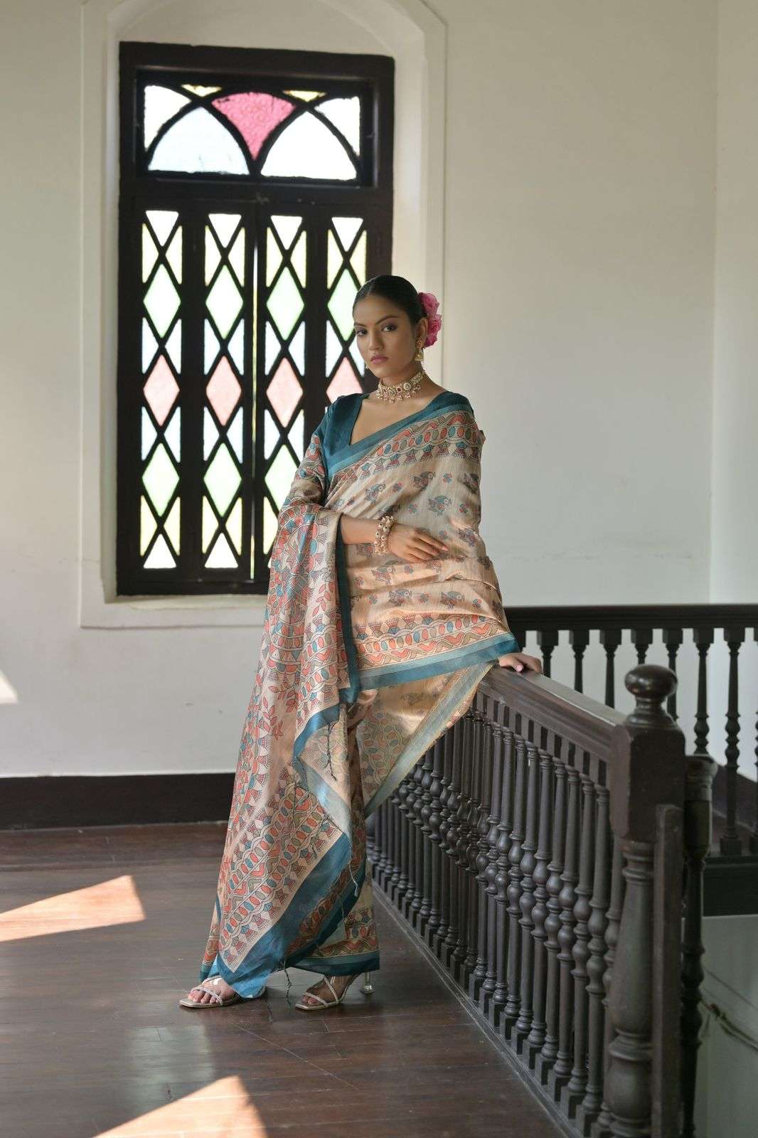 SOFT TASAR SILK SAREE WITH BEAUTIFUL MADHUBANI PRINTED PALLU AARUSHI MADHUBANI 2 CATALOG