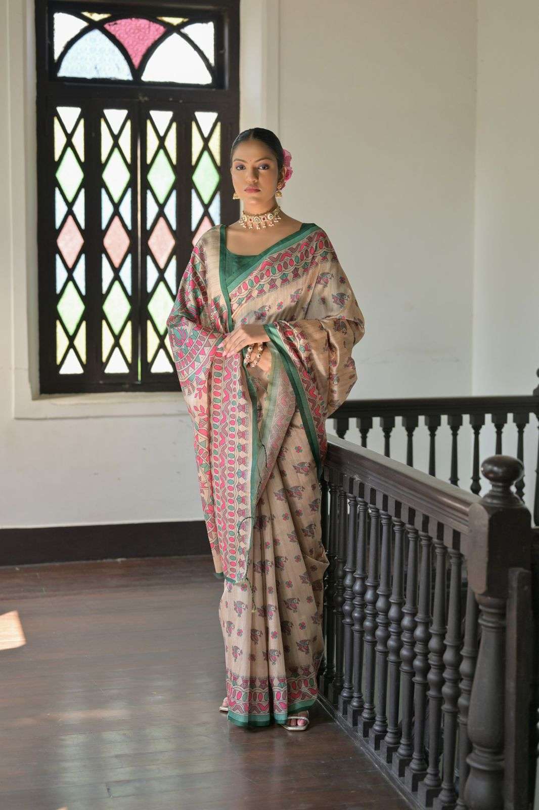 SOFT TASAR SILK SAREE WITH BEAUTIFUL MADHUBANI PRINTED PALLU AARUSHI MADHUBANI 2 CATALOG