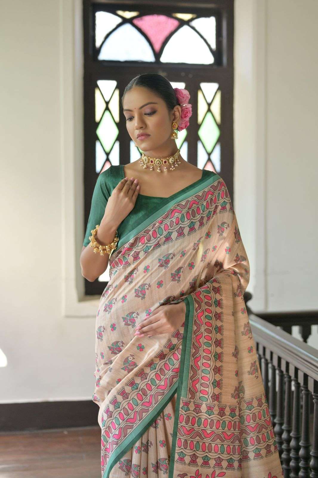 SOFT TASAR SILK SAREE WITH BEAUTIFUL MADHUBANI PRINTED PALLU AARUSHI MADHUBANI 2 CATALOG