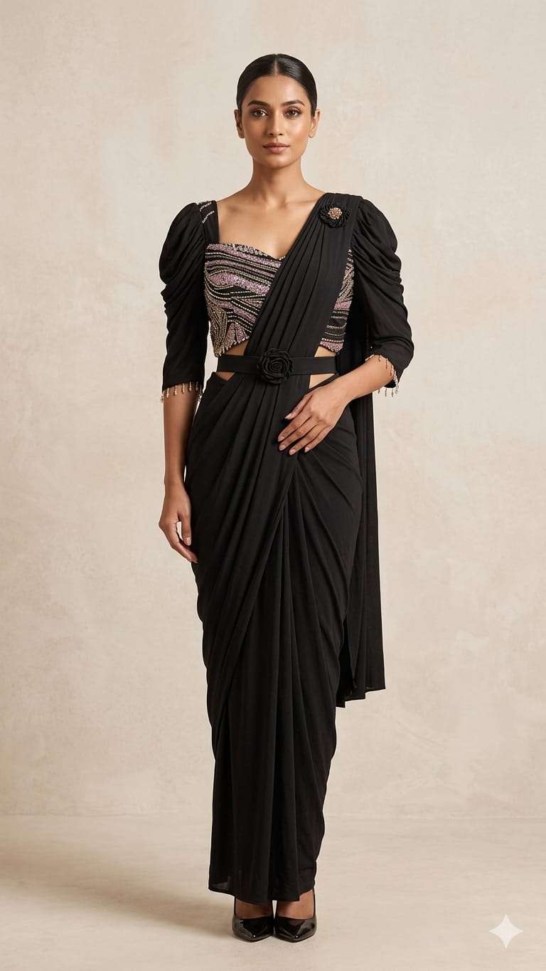 TEXOFAB LAUNCHING READY TO WEAR SAREE WITH BEADS WORK BLOUSE 