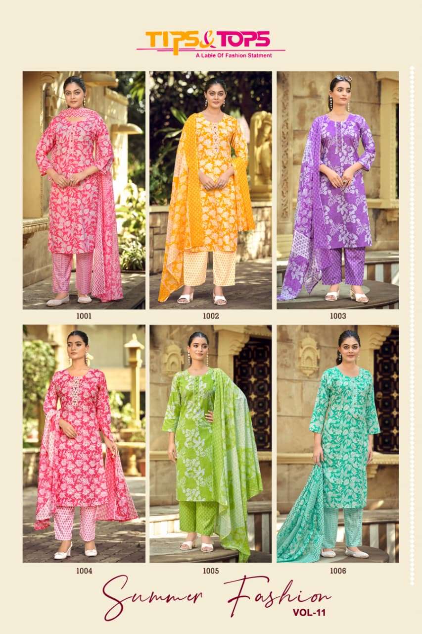 TIPS & TOPS LAUNCHING COTTON KURTI SET SUMMER FASHION VOL - 11 