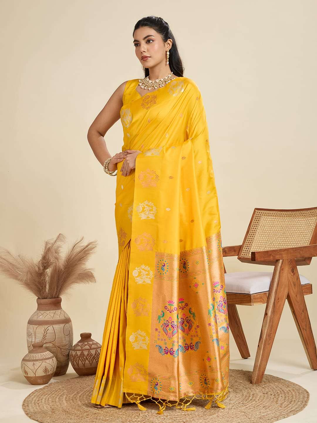 TRADITIONAL BANARASI PAITHANI PURE SOFT KANJIVARAM PAITHANI SILK SAREE