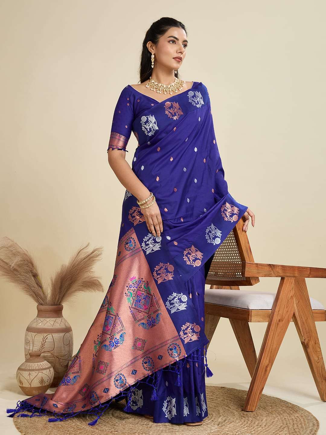 TRADITIONAL BANARASI PAITHANI PURE SOFT KANJIVARAM PAITHANI SILK SAREE