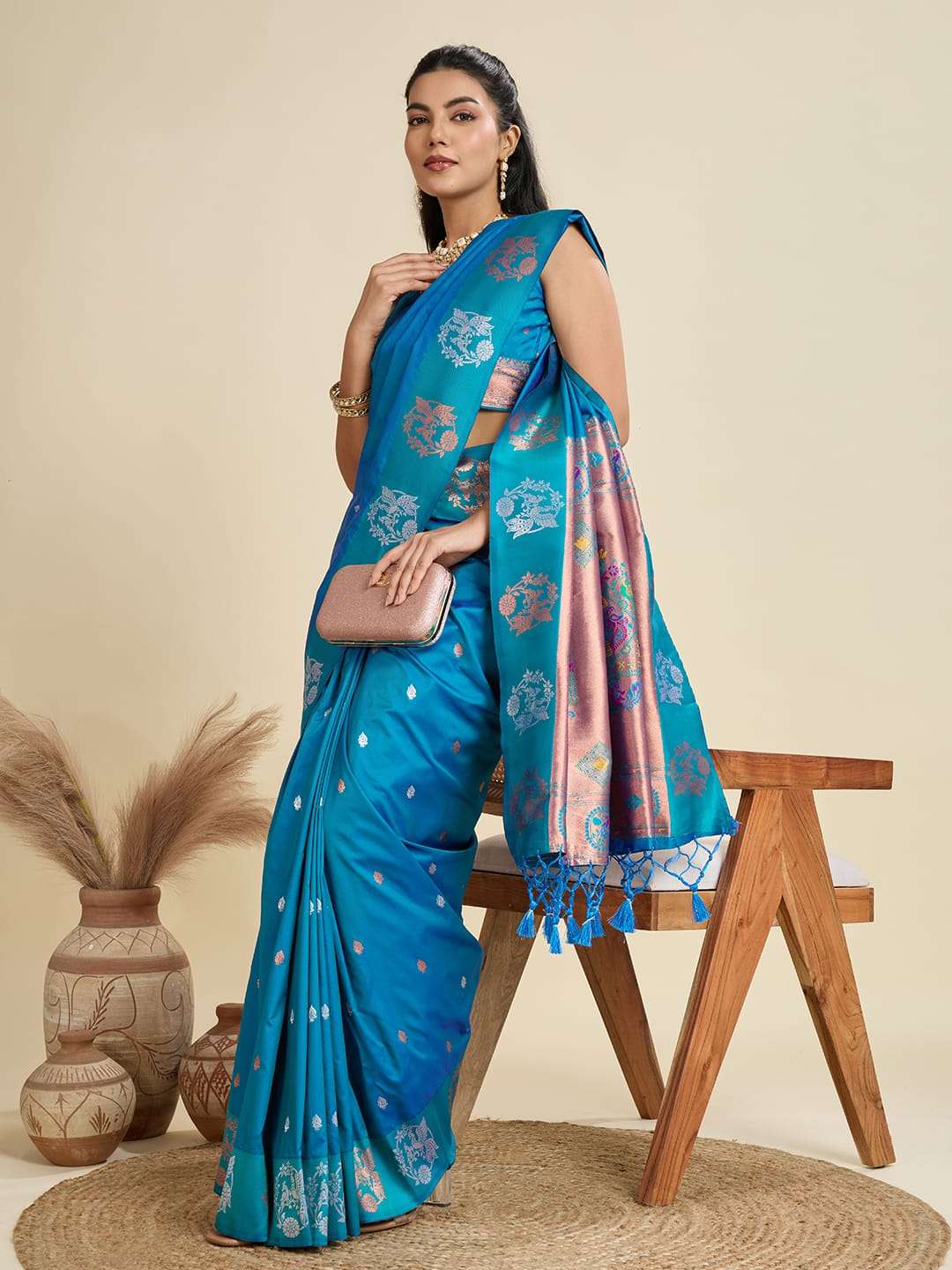TRADITIONAL BANARASI PAITHANI PURE SOFT KANJIVARAM PAITHANI SILK SAREE