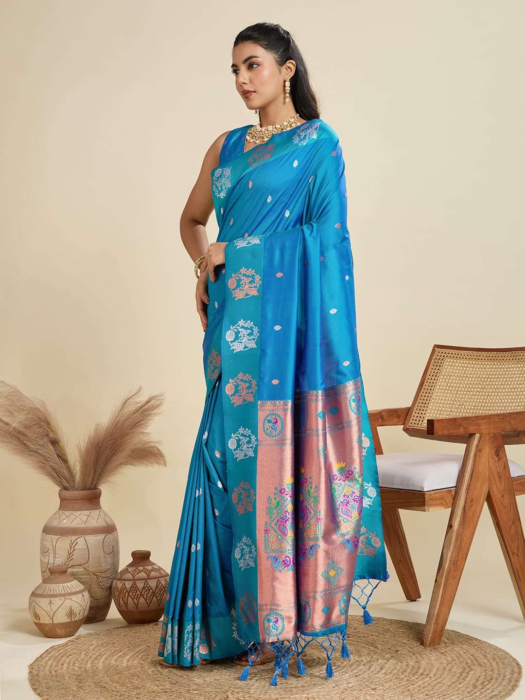 TRADITIONAL BANARASI PAITHANI PURE SOFT KANJIVARAM PAITHANI SILK SAREE