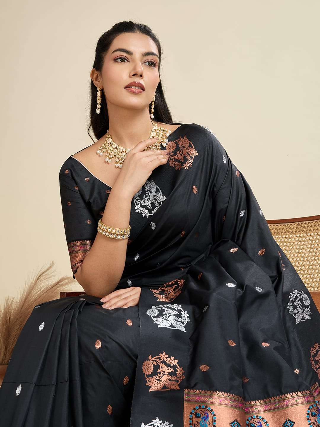 TRADITIONAL BANARASI PAITHANI PURE SOFT KANJIVARAM PAITHANI SILK SAREE