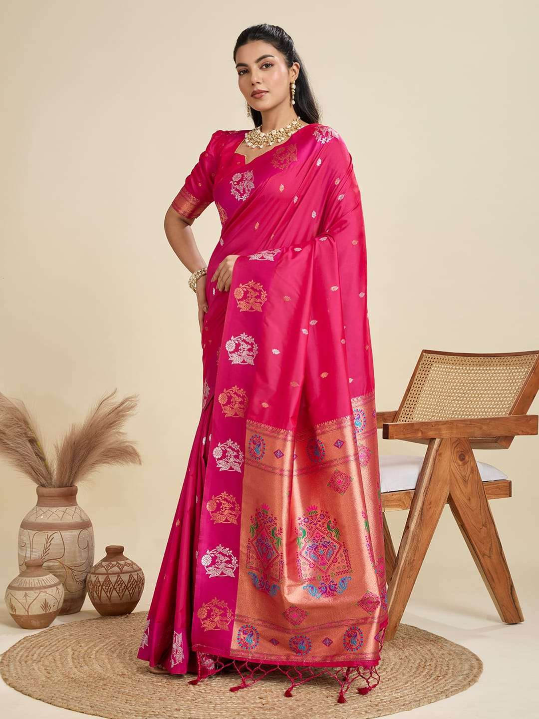 TRADITIONAL BANARASI PAITHANI PURE SOFT KANJIVARAM PAITHANI SILK SAREE
