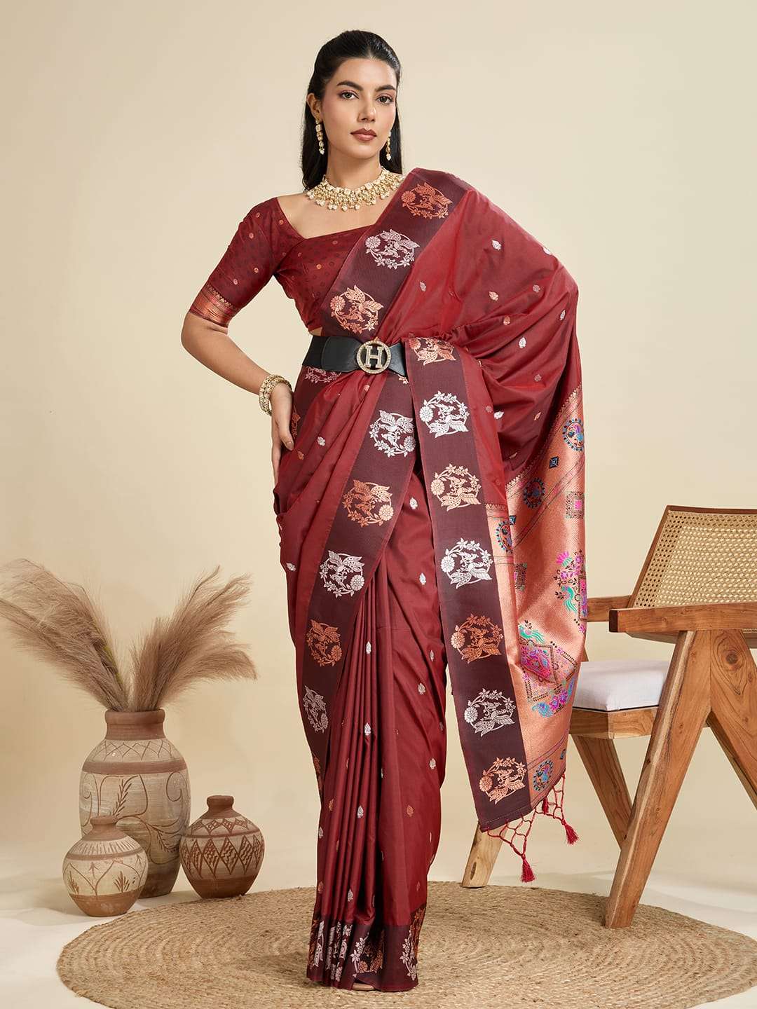 TRADITIONAL BANARASI PAITHANI PURE SOFT KANJIVARAM PAITHANI SILK SAREE