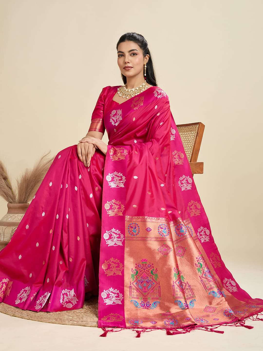 TRADITIONAL BANARASI PAITHANI PURE SOFT KANJIVARAM PAITHANI SILK SAREE