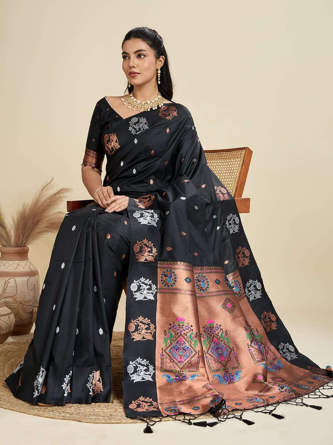 TRADITIONAL BANARASI PAITHANI PURE SOFT KANJIVARAM PAITHANI SILK SAREE
