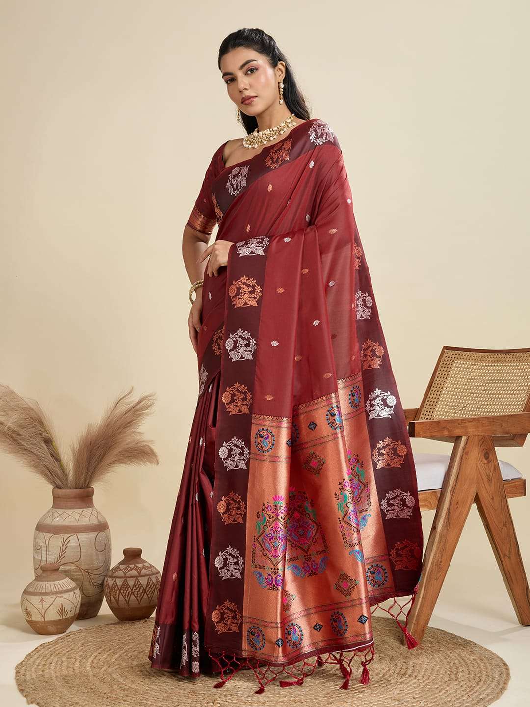 TRADITIONAL BANARASI PAITHANI PURE SOFT KANJIVARAM PAITHANI SILK SAREE