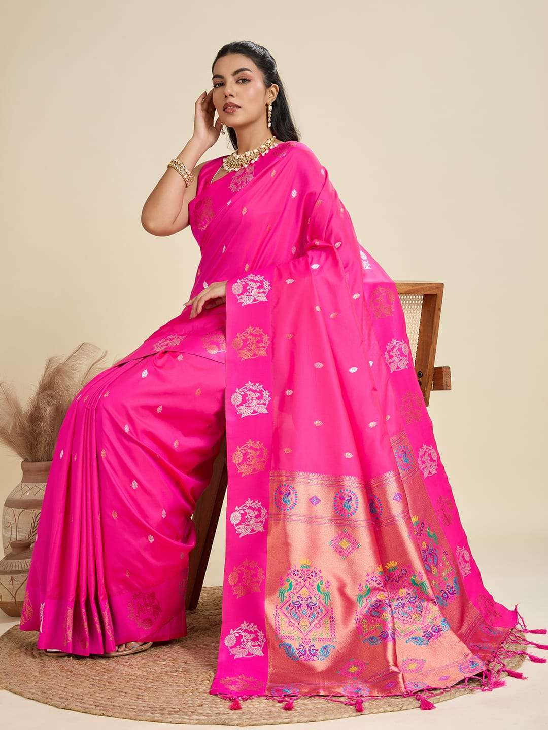 TRADITIONAL BANARASI PAITHANI PURE SOFT KANJIVARAM PAITHANI SILK SAREE