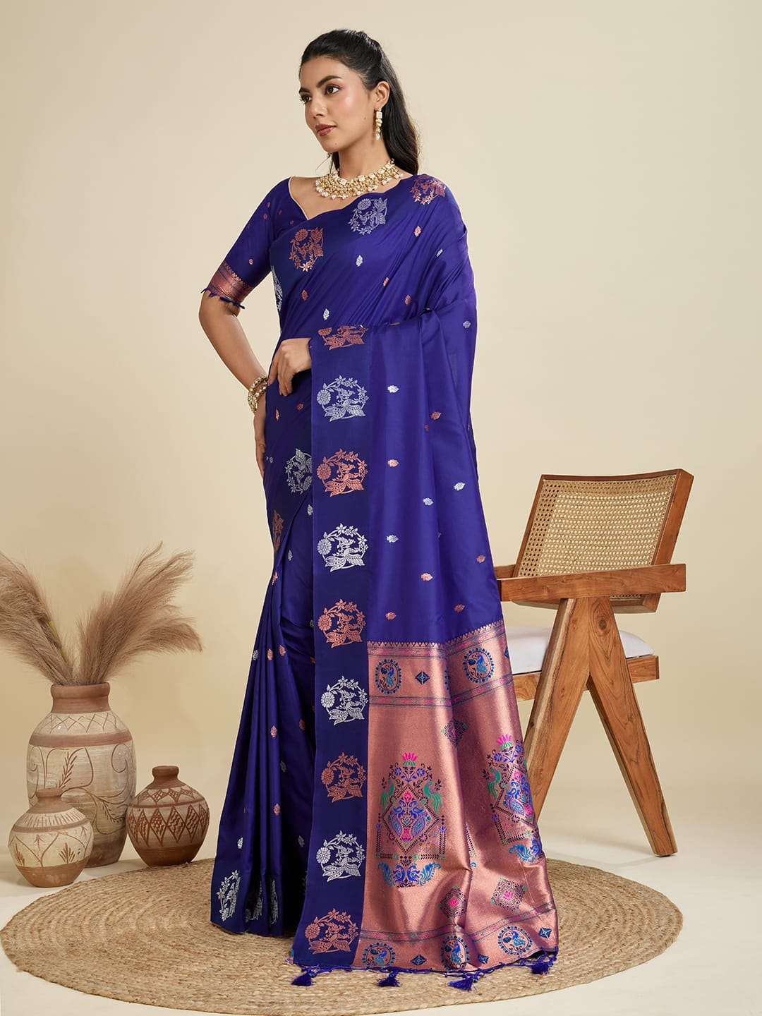 TRADITIONAL BANARASI PAITHANI PURE SOFT KANJIVARAM PAITHANI SILK SAREE