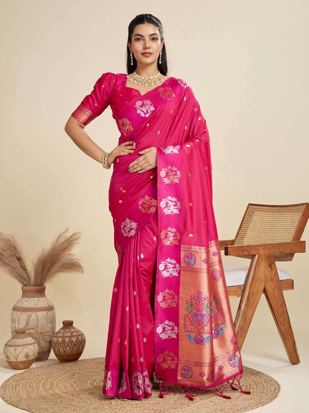 TRADITIONAL BANARASI PAITHANI PURE SOFT KANJIVARAM PAITHANI SILK SAREE
