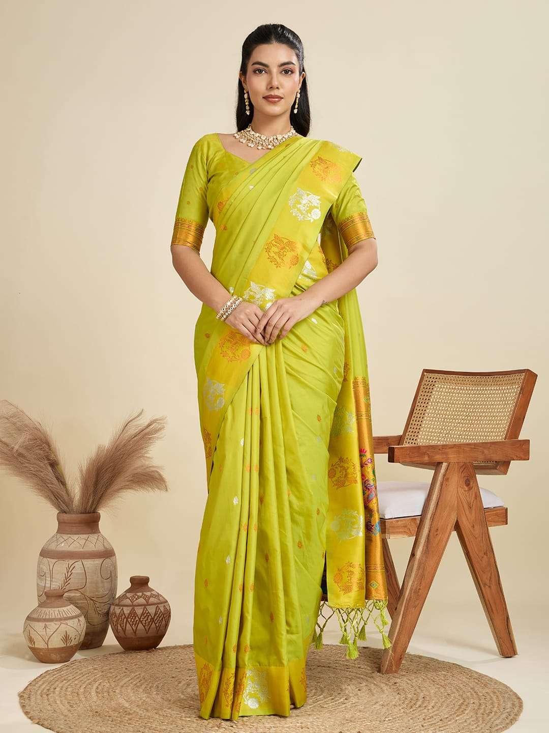 TRADITIONAL BANARASI PAITHANI PURE SOFT KANJIVARAM PAITHANI SILK SAREE