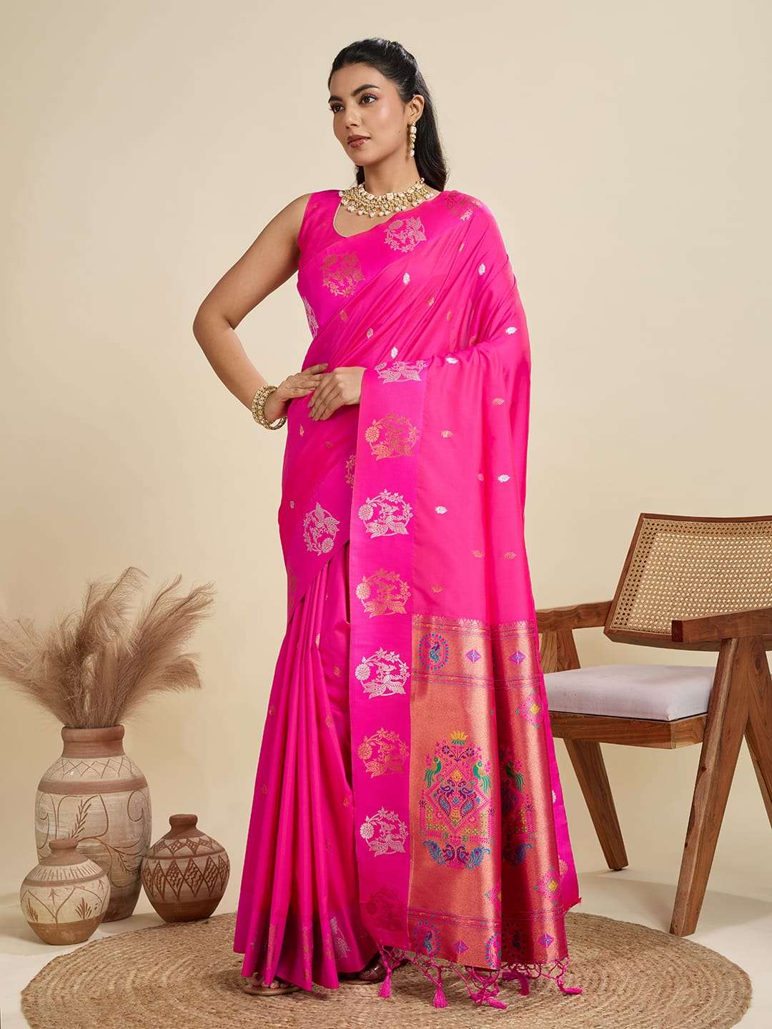 TRADITIONAL BANARASI PAITHANI PURE SOFT KANJIVARAM PAITHANI SILK SAREE