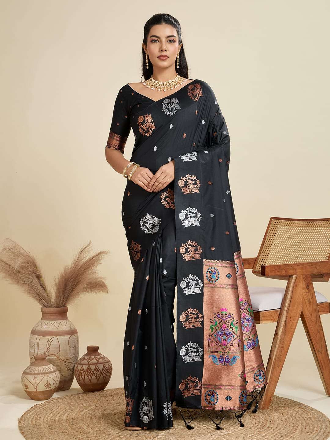 TRADITIONAL BANARASI PAITHANI PURE SOFT KANJIVARAM PAITHANI SILK SAREE