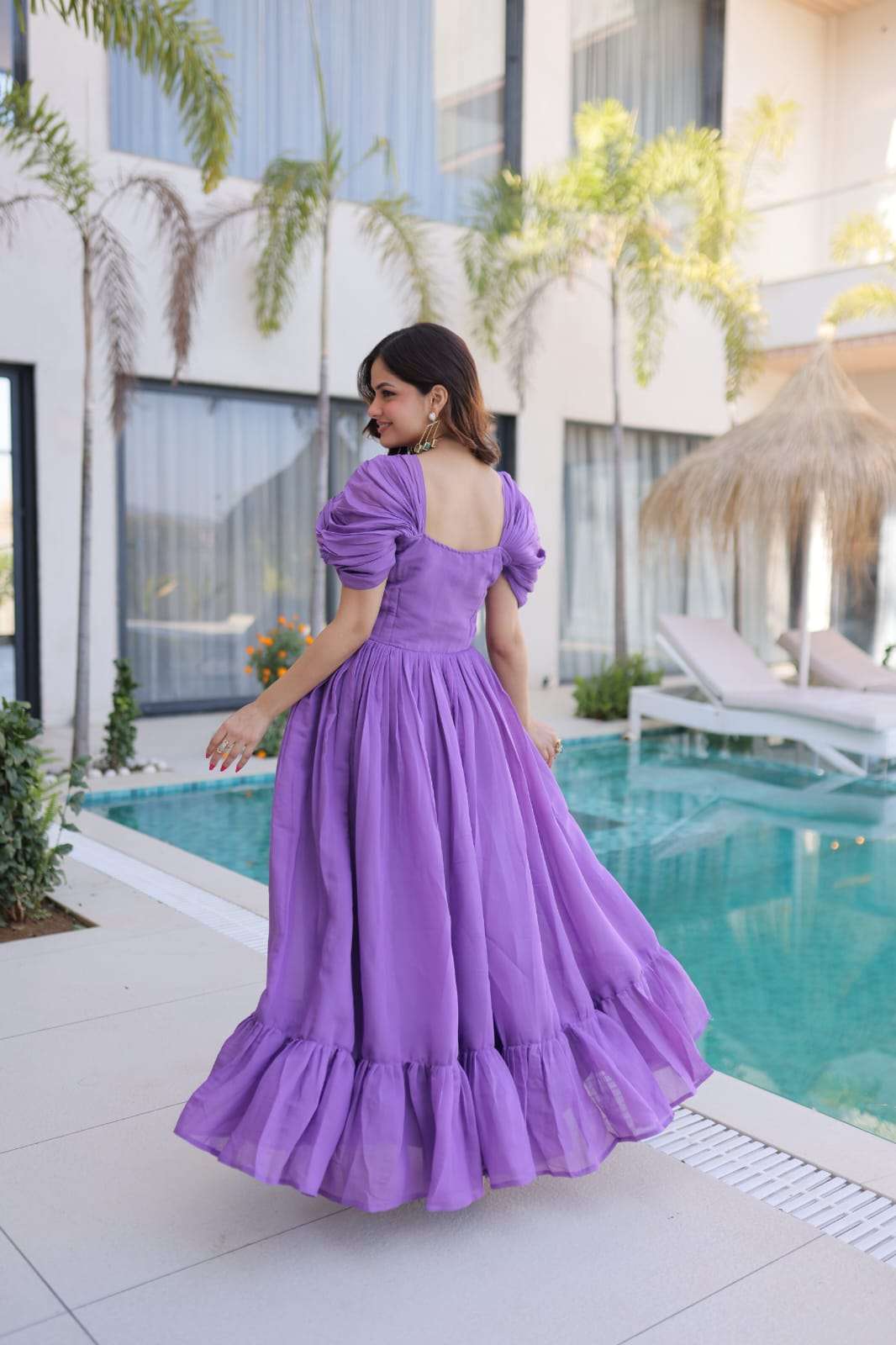 TREANDING MAL CHANDERI WITH BEADS EMBROIDERY WORK GOWN COLLECTION