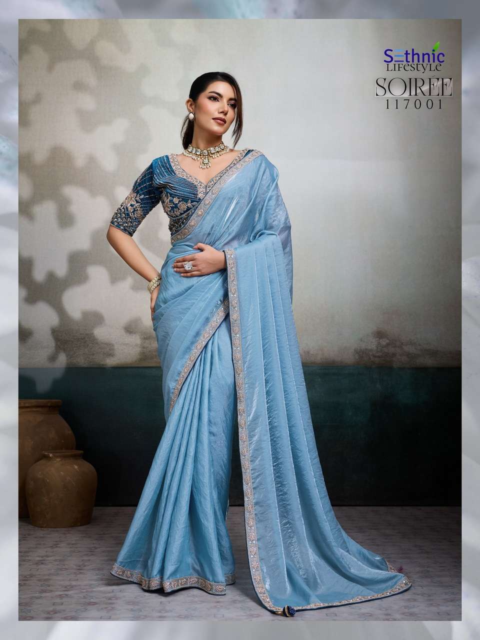 VELVET FABRIC HANDWORK LACE WITH CLASSY TASSELS SAREE COLLECTION 