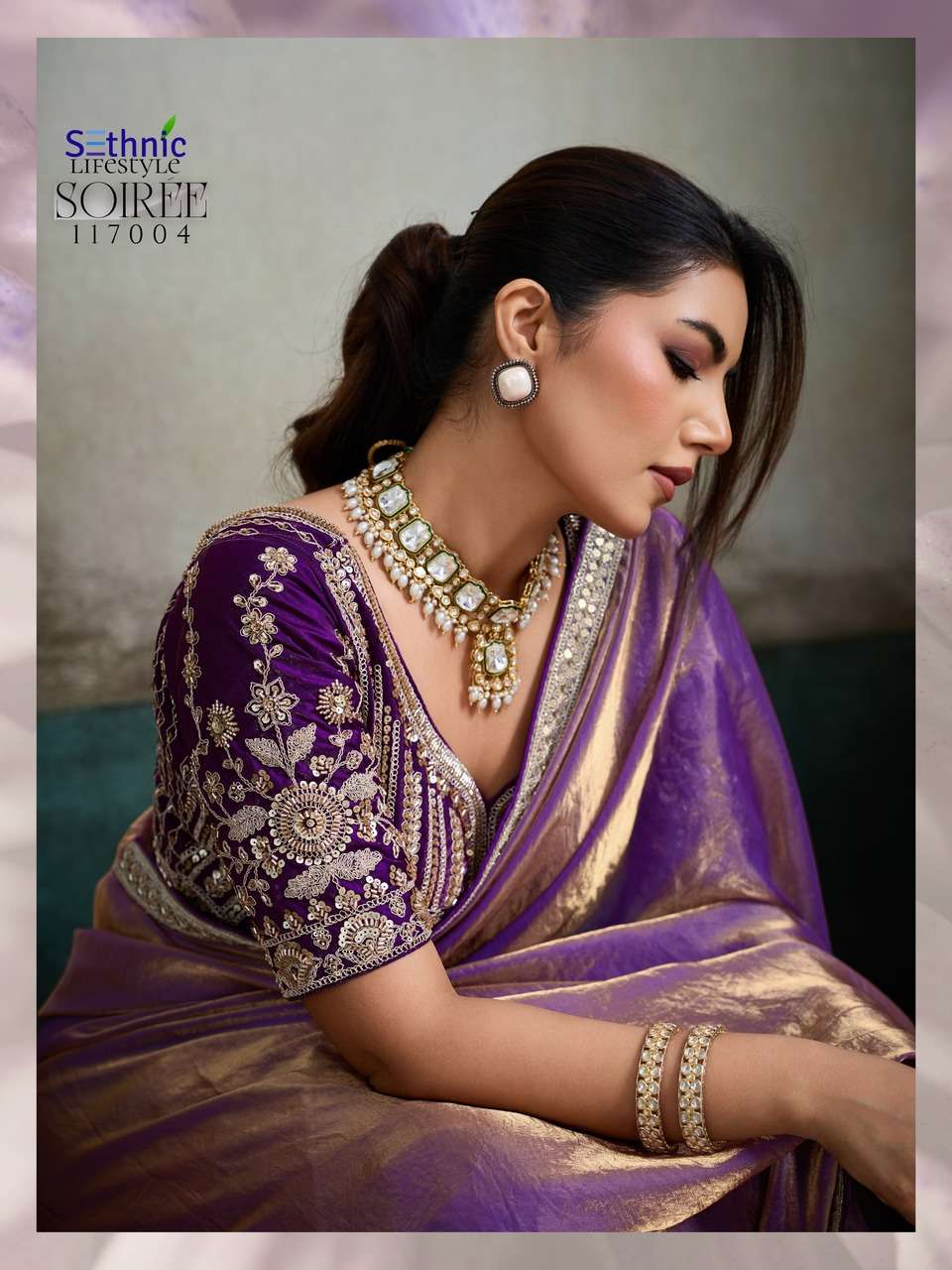 VELVET FABRIC HANDWORK LACE WITH CLASSY TASSELS SAREE COLLECTION 