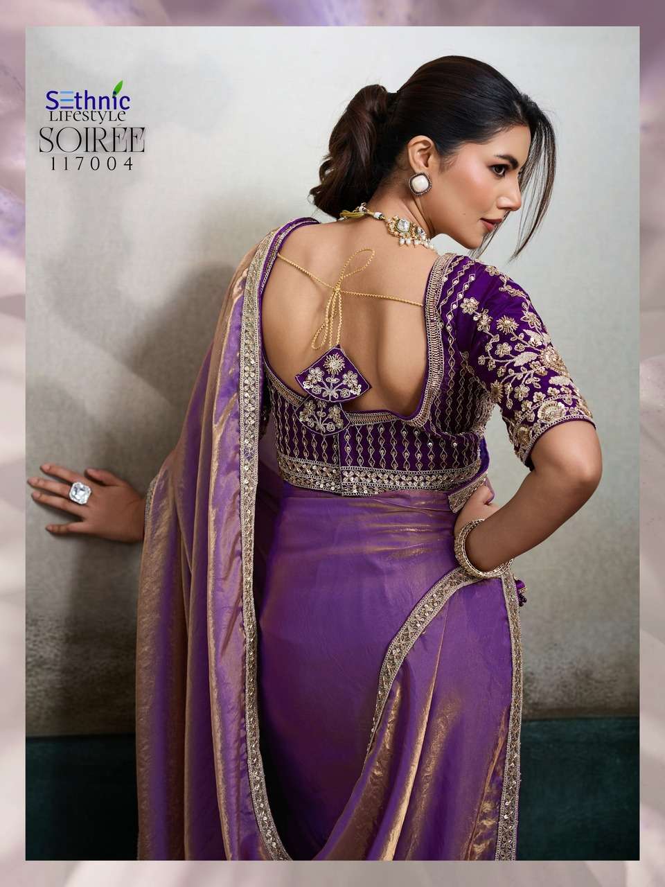 VELVET FABRIC HANDWORK LACE WITH CLASSY TASSELS SAREE COLLECTION 