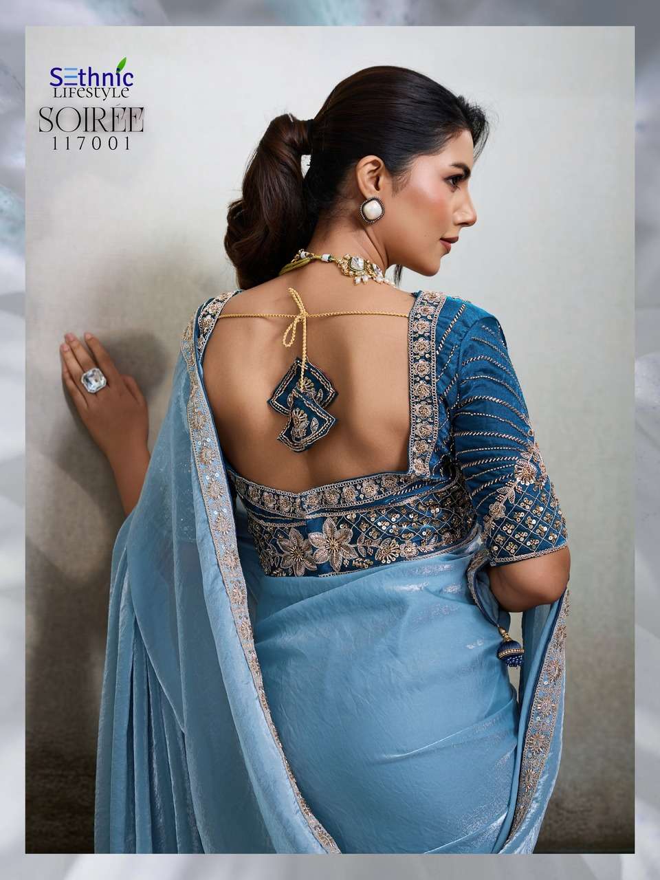 VELVET FABRIC HANDWORK LACE WITH CLASSY TASSELS SAREE COLLECTION 