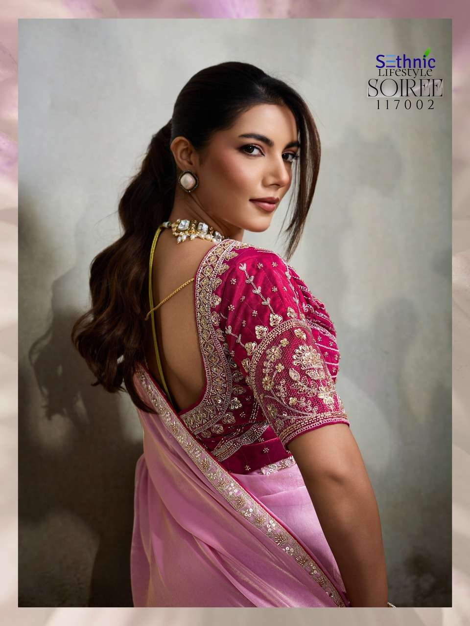 VELVET FABRIC HANDWORK LACE WITH CLASSY TASSELS SAREE COLLECTION 