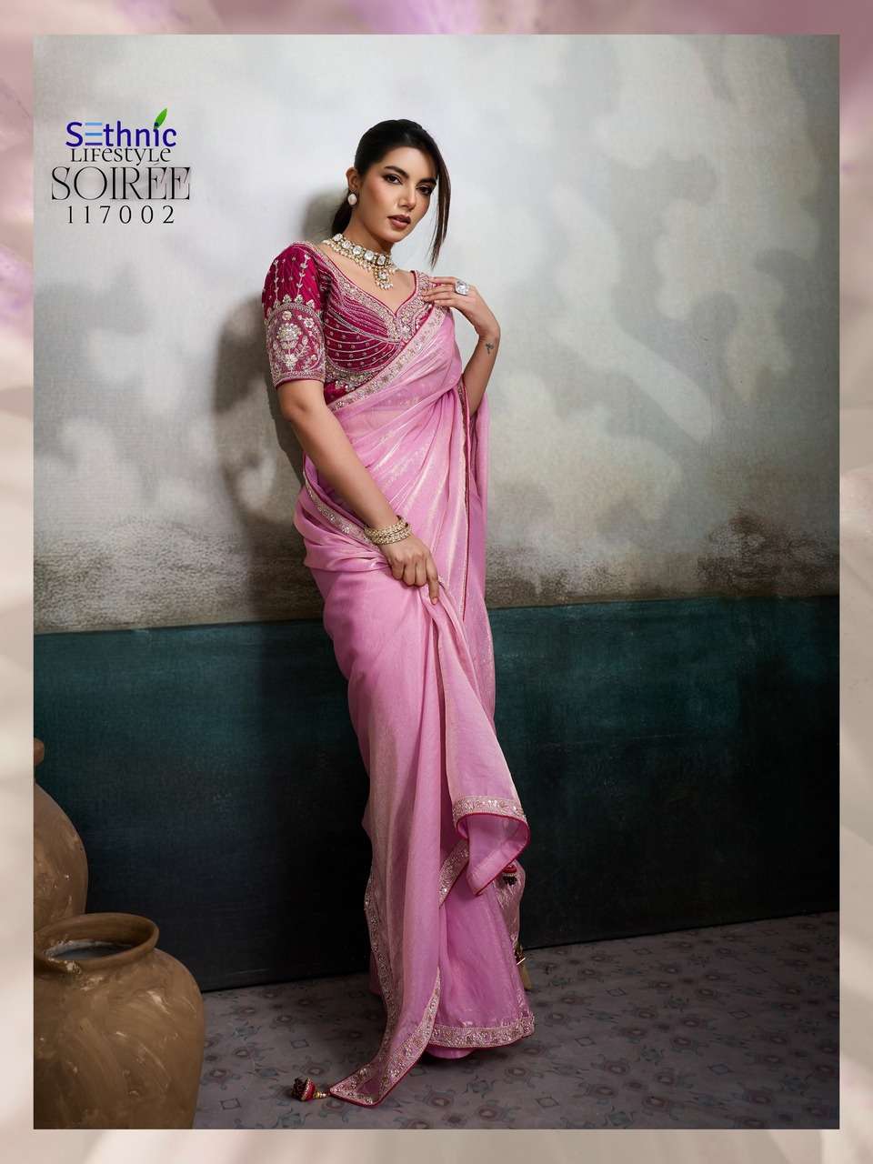 VELVET FABRIC HANDWORK LACE WITH CLASSY TASSELS SAREE COLLECTION 