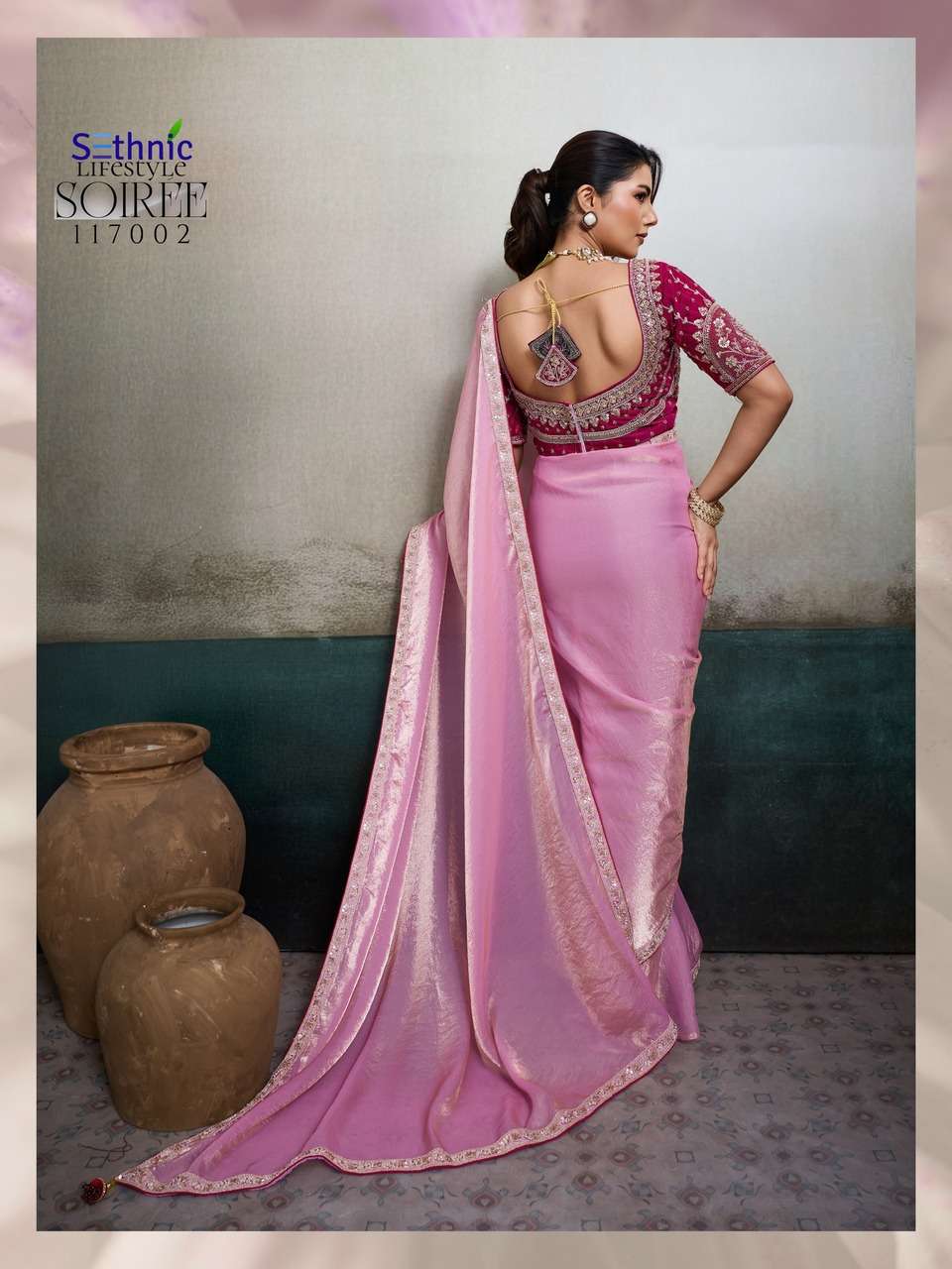 VELVET FABRIC HANDWORK LACE WITH CLASSY TASSELS SAREE COLLECTION 