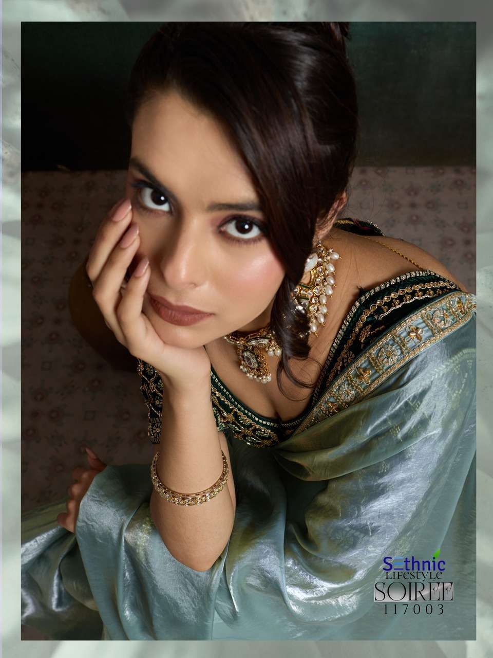 VELVET FABRIC HANDWORK LACE WITH CLASSY TASSELS SAREE COLLECTION 