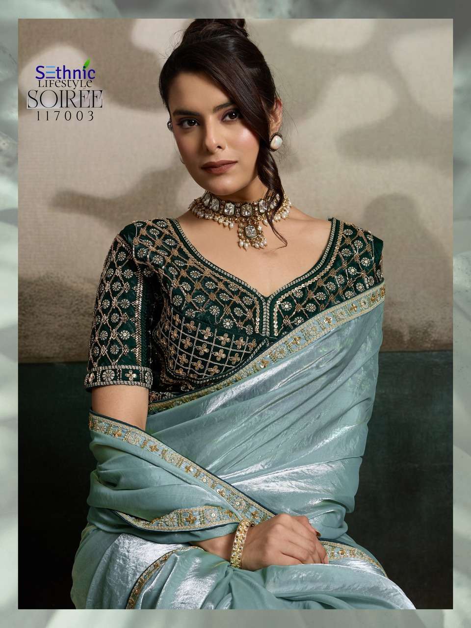 VELVET FABRIC HANDWORK LACE WITH CLASSY TASSELS SAREE COLLECTION 