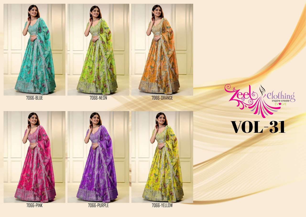 ZEEL CLOTHING NEW LAUNCHING ORGANZA FABRIC LEHENGA CHOLI 