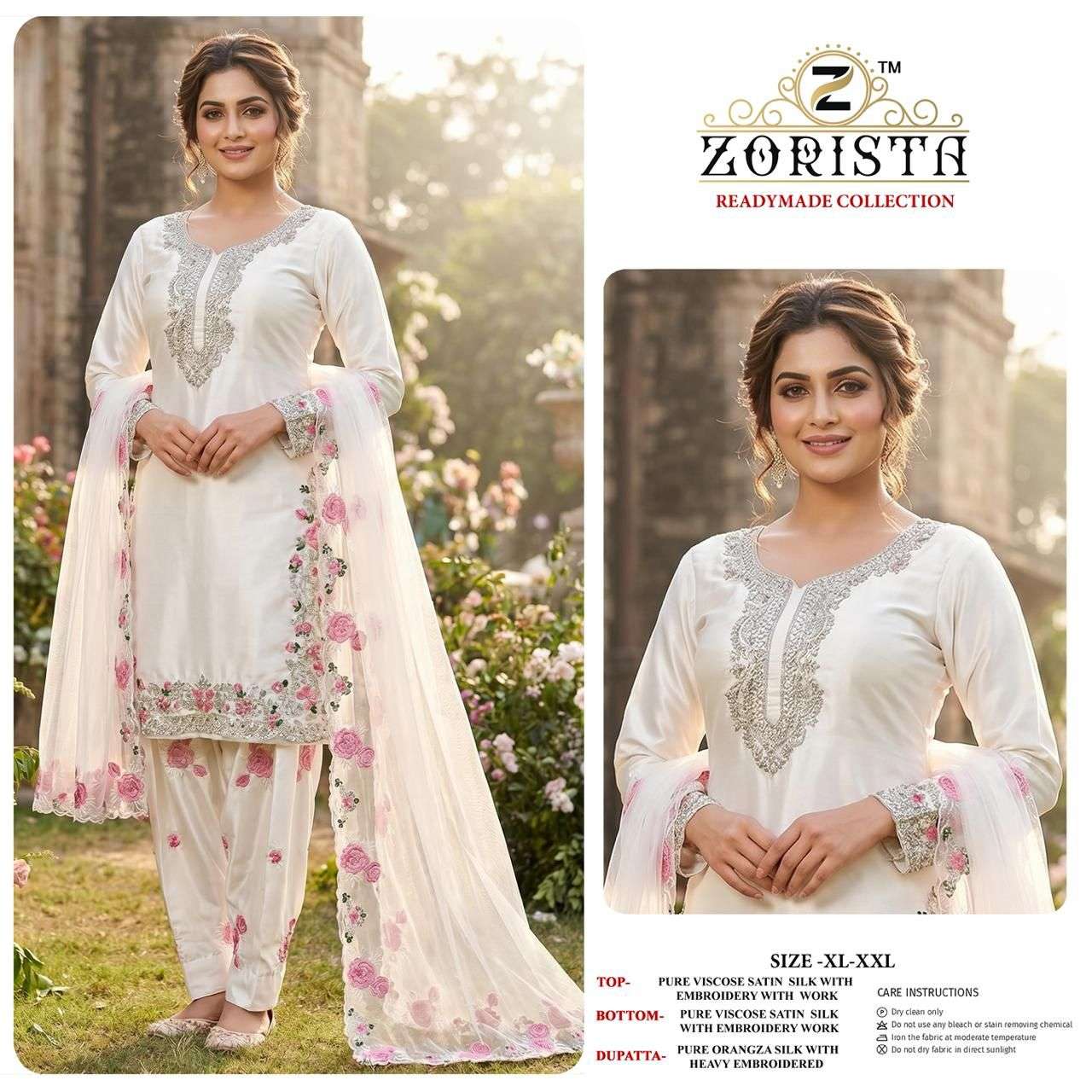 ZORISTA LAUNCHING PURE SATIN SILK  WITH HEVAY EMBROIDERY KURTI SET COLLECTION 