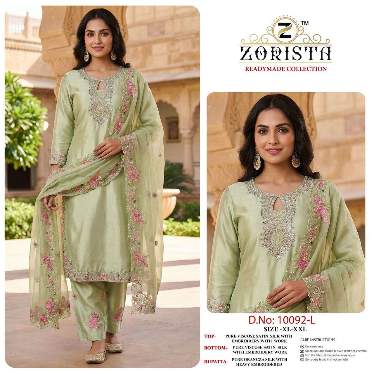ZORISTA LAUNCHING PURE SATIN SILK  WITH HEVAY EMBROIDERY KURTI SET COLLECTION 