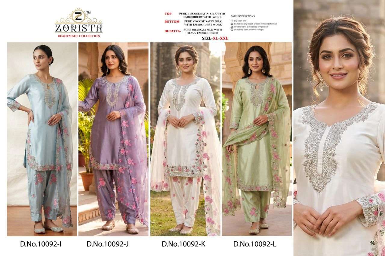 ZORISTA LAUNCHING PURE SATIN SILK  WITH HEVAY EMBROIDERY KURTI SET COLLECTION 