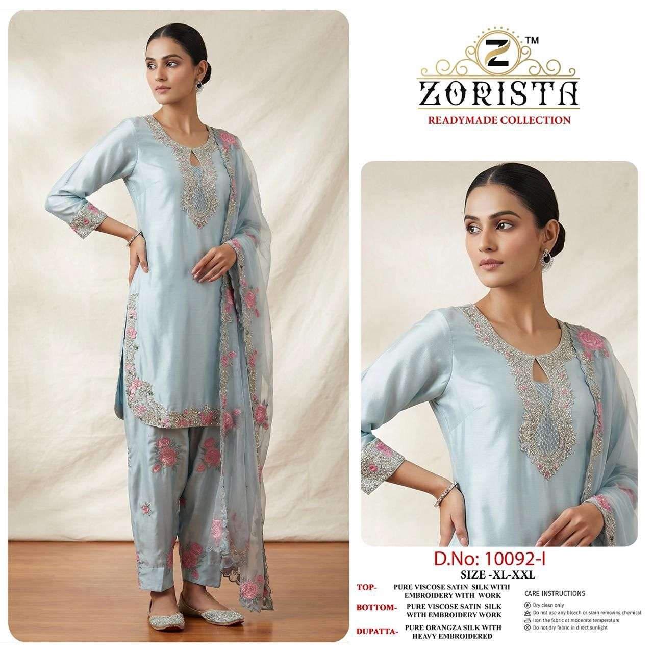ZORISTA LAUNCHING PURE SATIN SILK  WITH HEVAY EMBROIDERY KURTI SET COLLECTION 