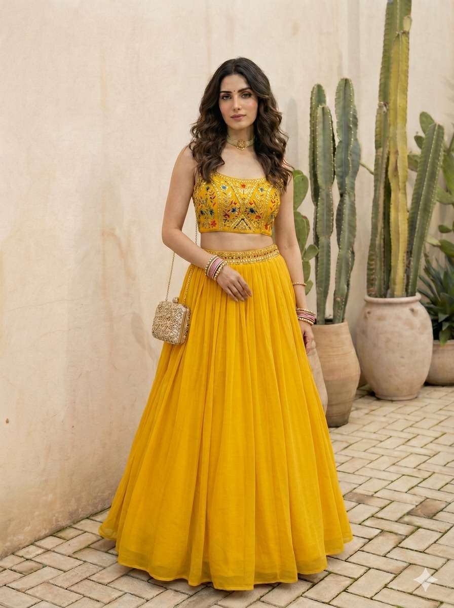 2 Beautiful Readymade Lehengas (3 Piece) By Texofab