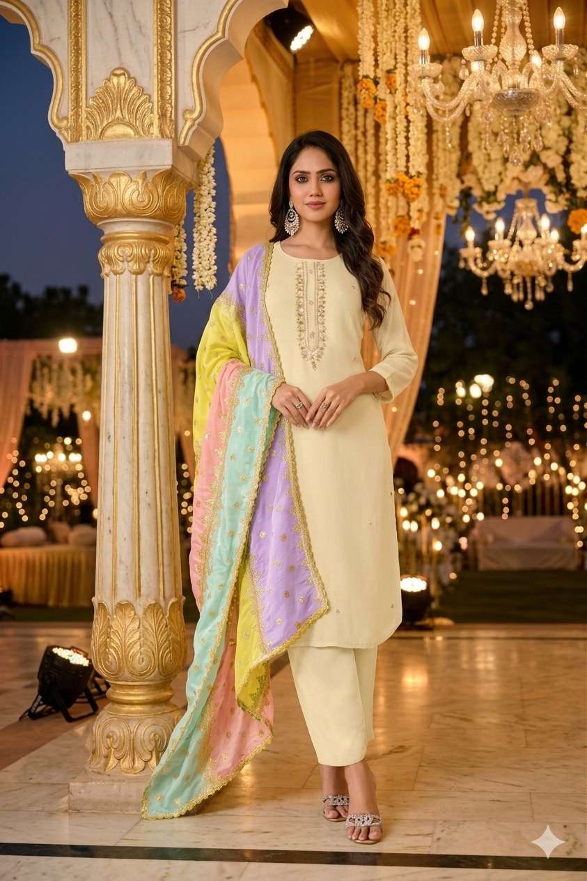  KURTI PANT WITH DUPATTA DETAILS FABRIC - PURE NATURAL CREPE LINING FABRIC PURE COTTON EXPORTER WHOLESALER